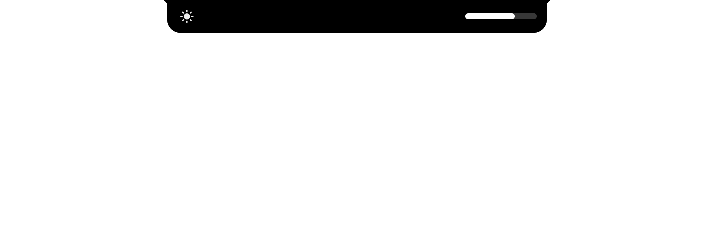 A brightness key: a sun left of the notch, a white level bar right of it.
